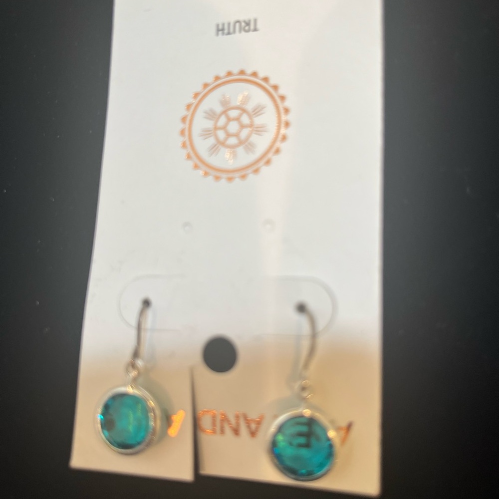 Alex and Ani Silver and Teal Earrings